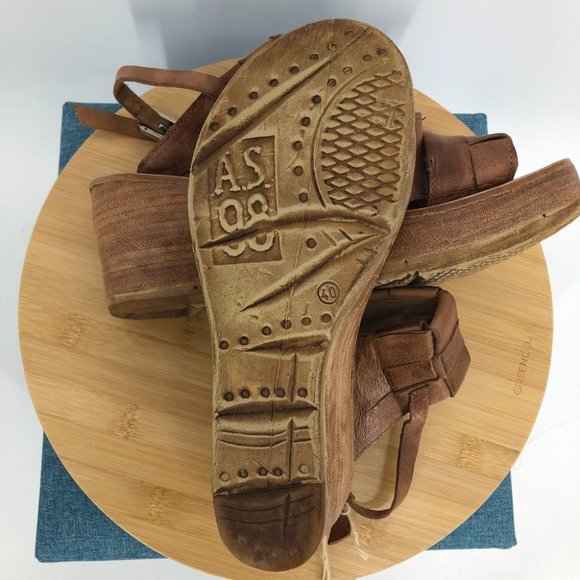 NWT A.S.98 Brown Braided Leather Nasser Platform wedge Slingback sandals 40 - Picture 4 of 16